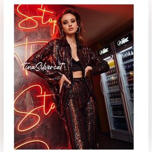 Zara sequin pant set